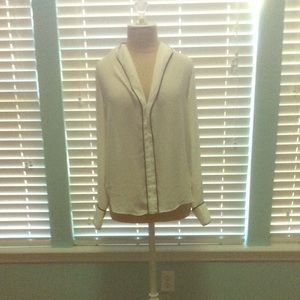 Zara Basic white blouse with black piping - NWT